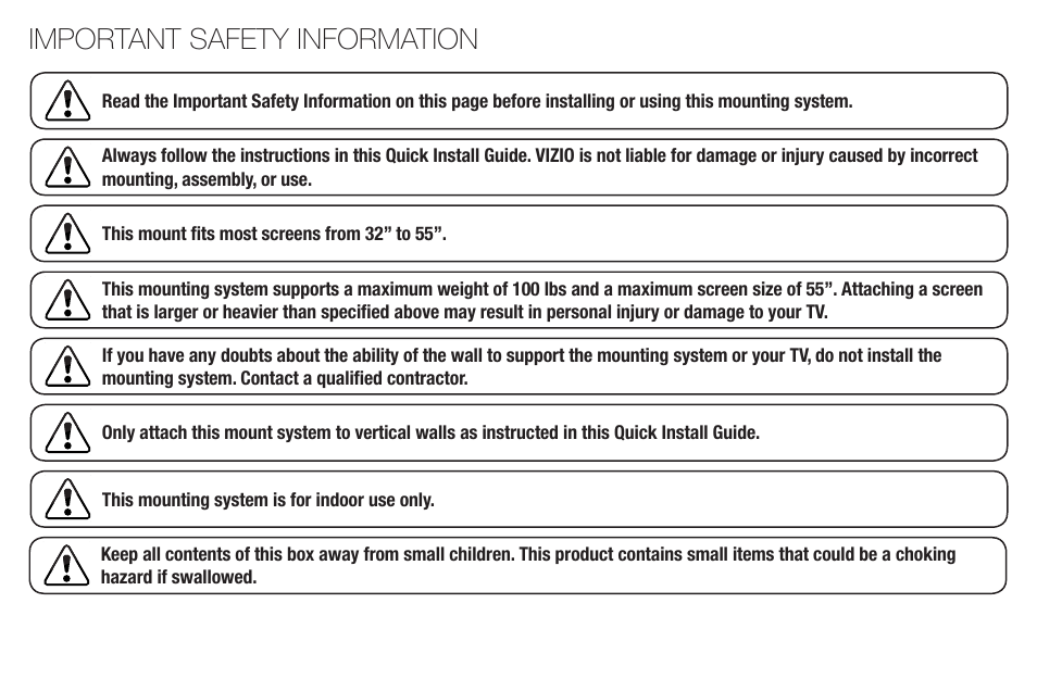 Important safety information | Vizio XMF1000 User Manual | Page 2 / 24