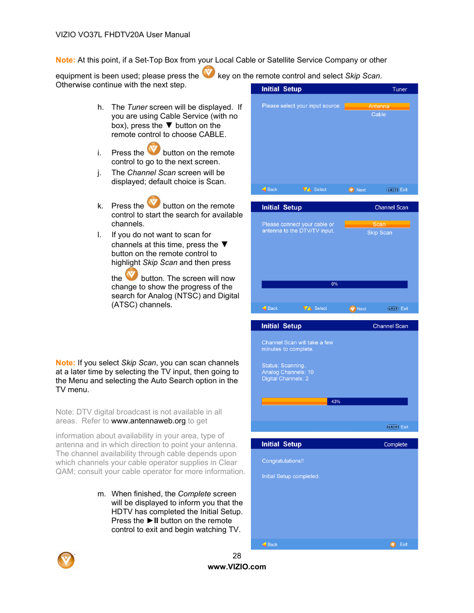 Vizio VO37L 20A User Manual | Page 28 / 57