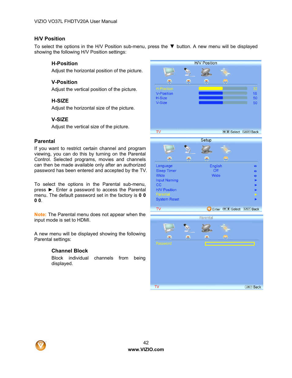 Vizio VO37L 20A User Manual | Page 42 / 57