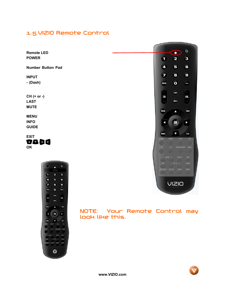 5 vizio remote control | Vizio VW42L User Manual | Page 10 / 57