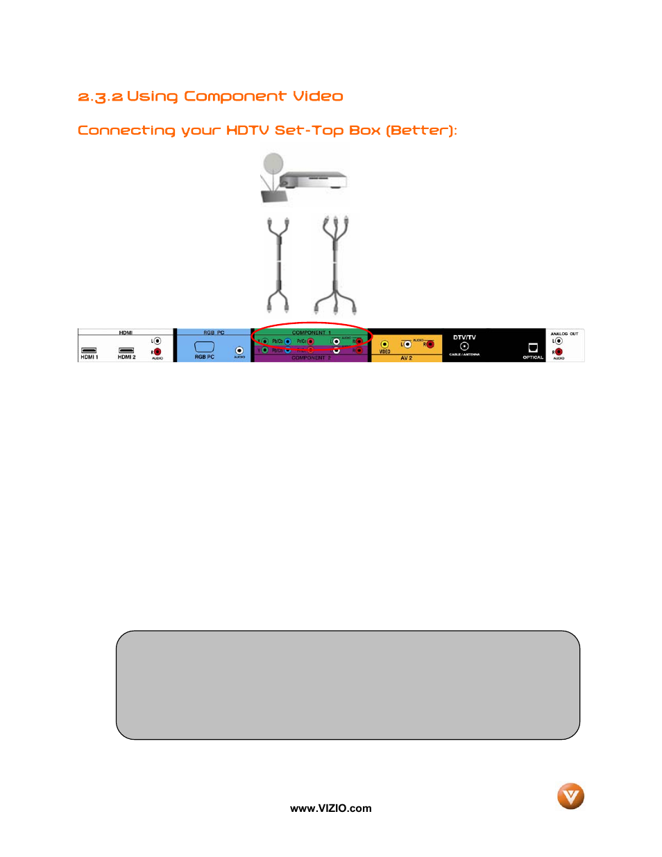 2 using component video | Vizio VW42L User Manual | Page 17 / 57