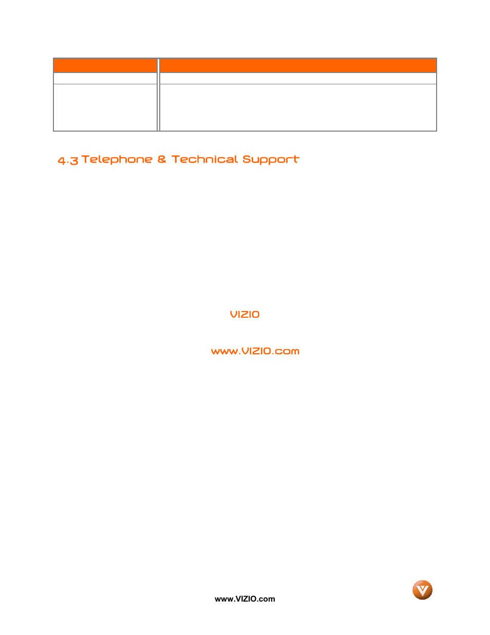 3 telephone & technical support | Vizio VW42L User Manual | Page 52 / 57