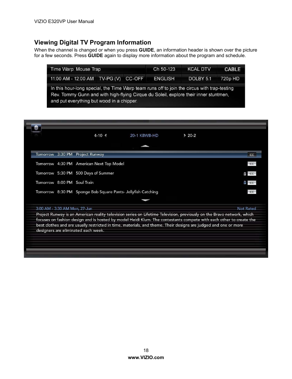 Vizio E320VP User Manual | Page 18 / 50