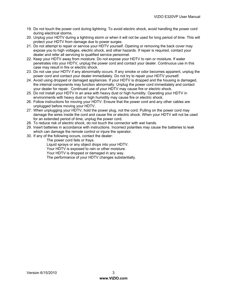 Vizio E320VP User Manual | Page 3 / 50