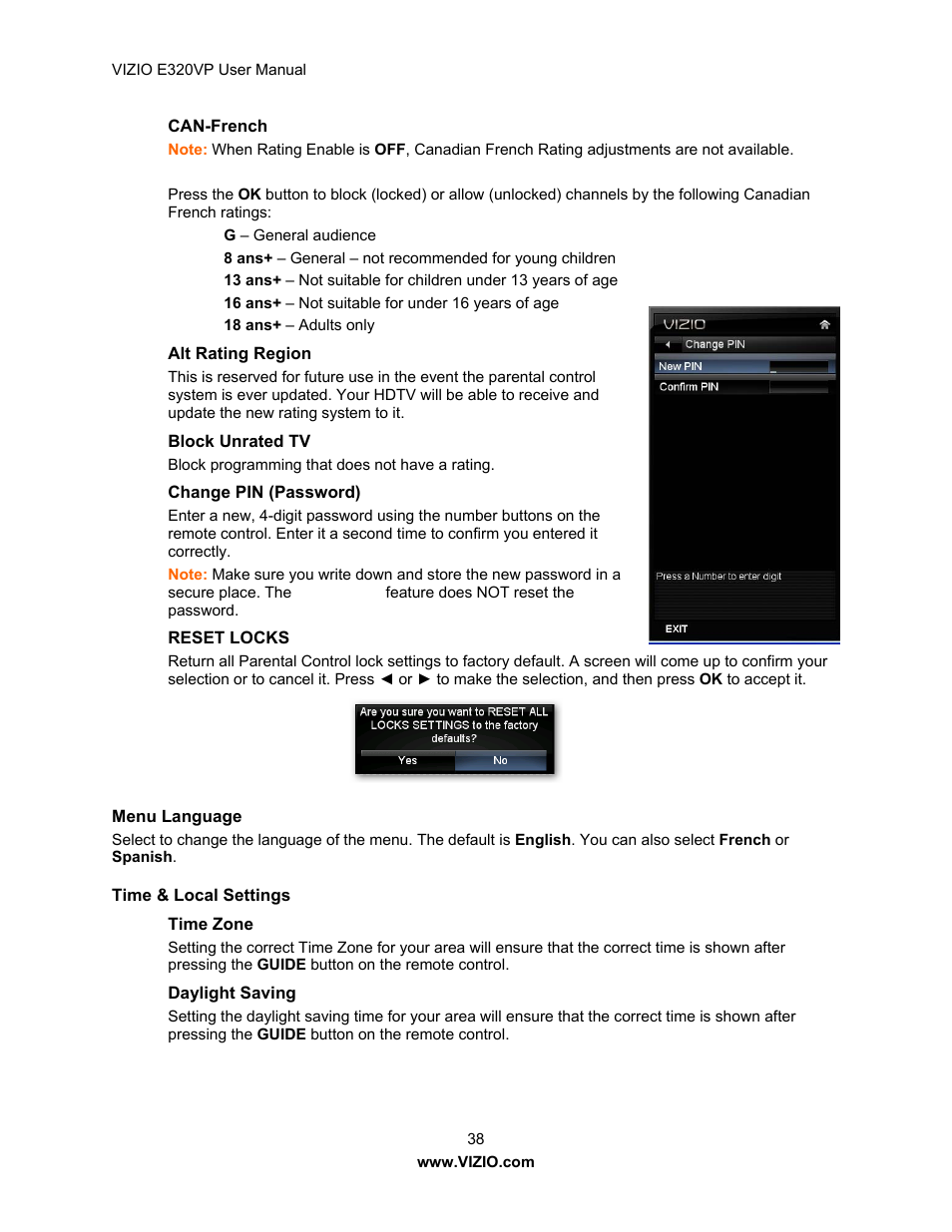 Vizio E320VP User Manual | Page 38 / 50
