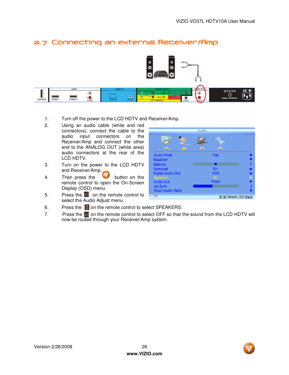 Vizio VO37L HDTV10A User Manual | Page 26 / 76