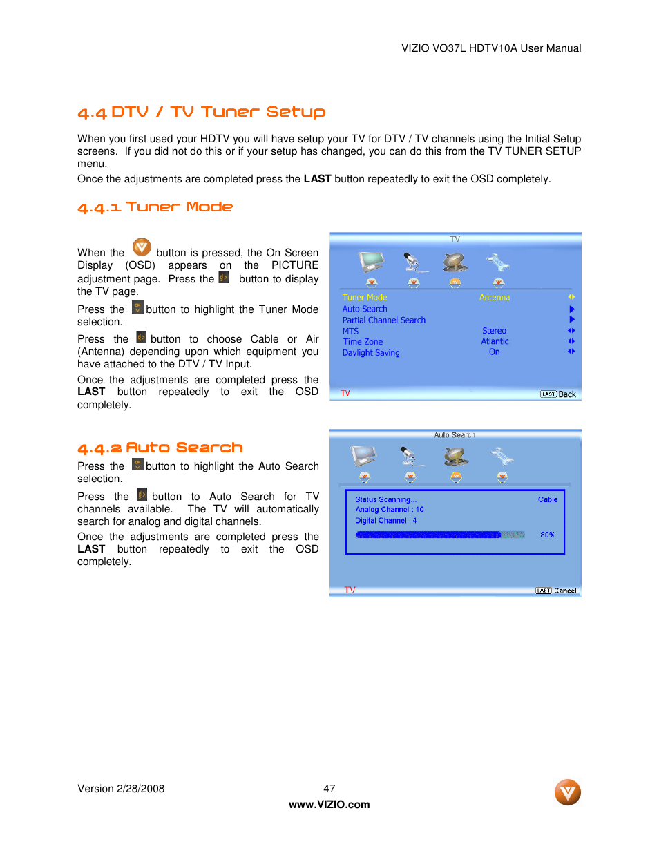 Vizio VO37L HDTV10A User Manual | Page 47 / 76