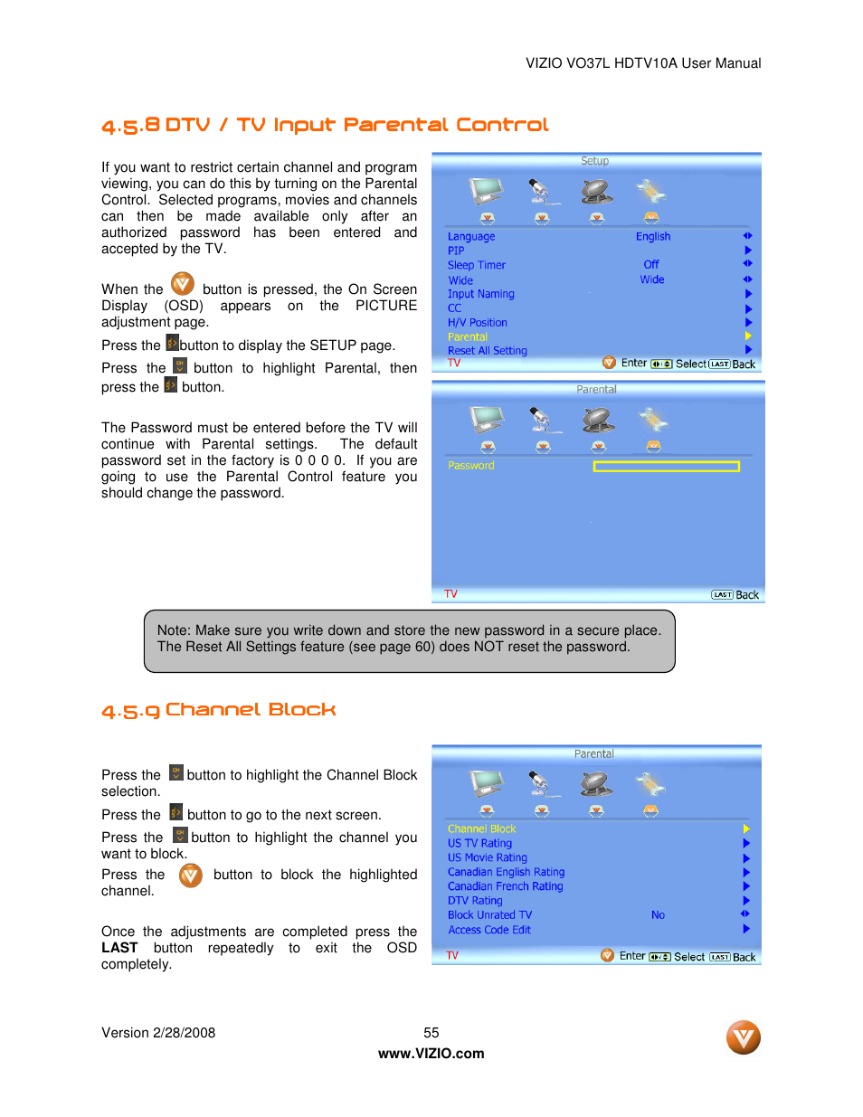 Vizio VO37L HDTV10A User Manual | Page 55 / 76