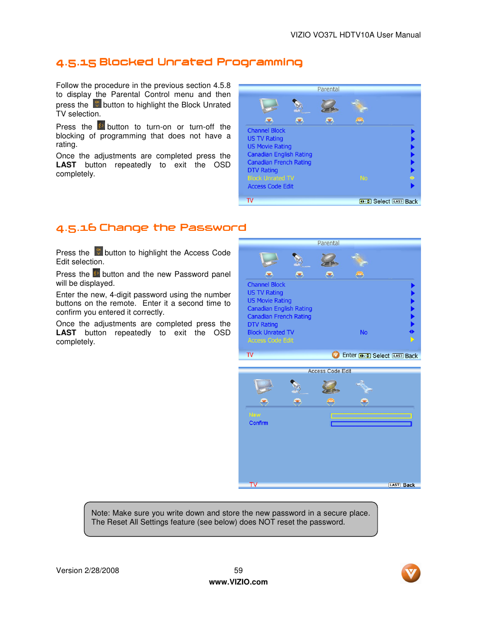 Vizio VO37L HDTV10A User Manual | Page 59 / 76