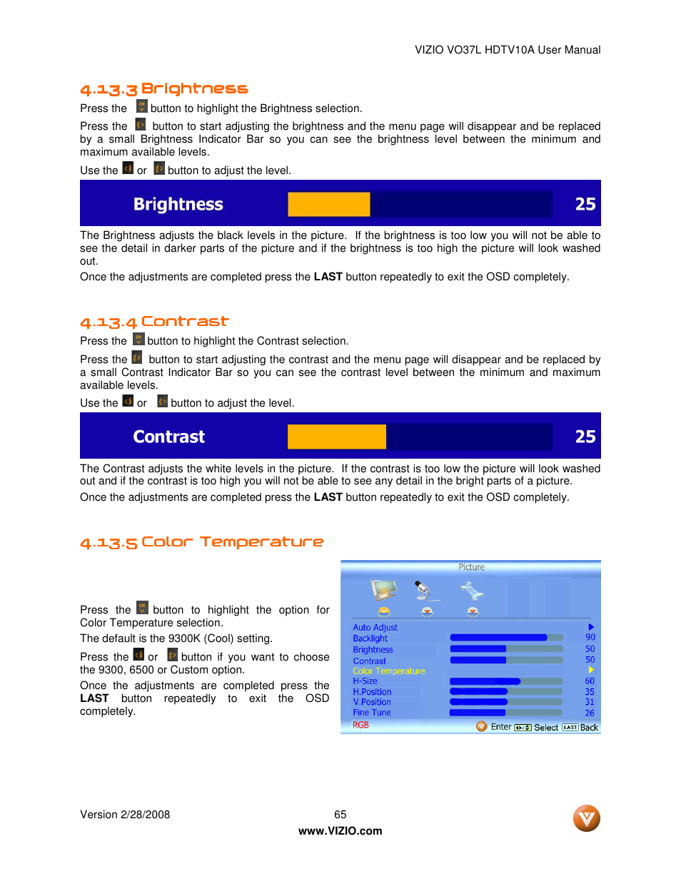 Vizio VO37L HDTV10A User Manual | Page 65 / 76