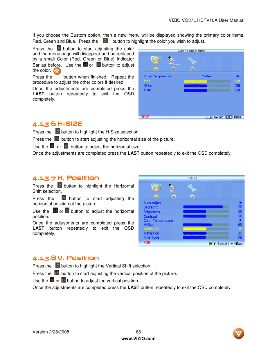 Vizio VO37L HDTV10A User Manual | Page 66 / 76