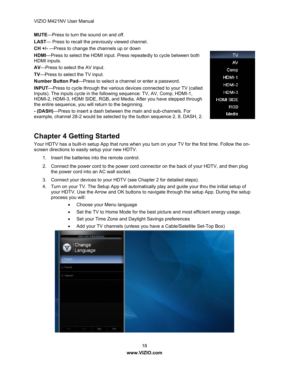 Chapter 4 getting started | Vizio M421NV User Manual | Page 19 / 74