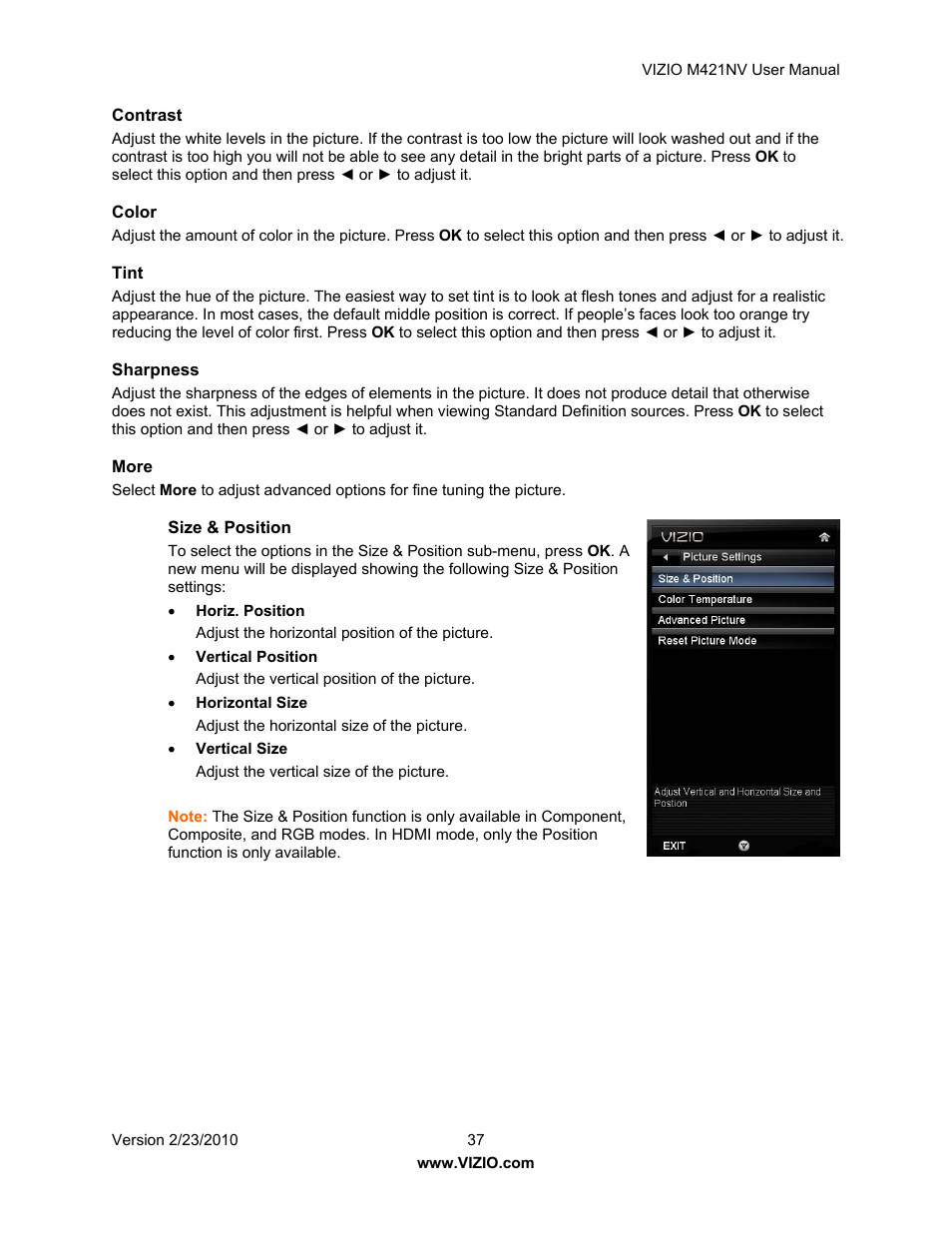 Vizio M421NV User Manual | Page 38 / 74
