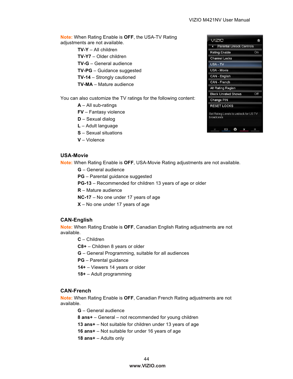 Vizio M421NV User Manual | Page 45 / 74
