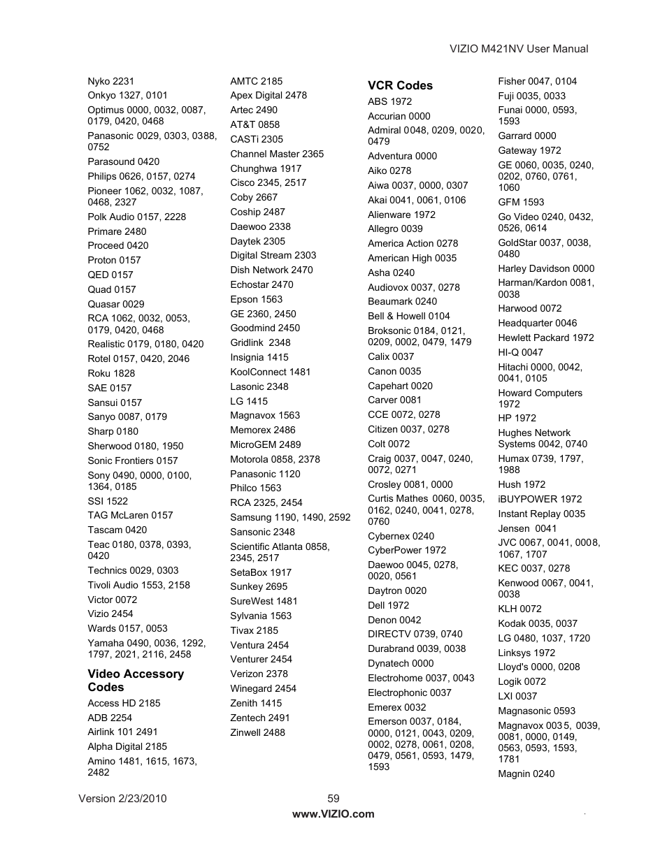 Vizio M421NV User Manual | Page 60 / 74