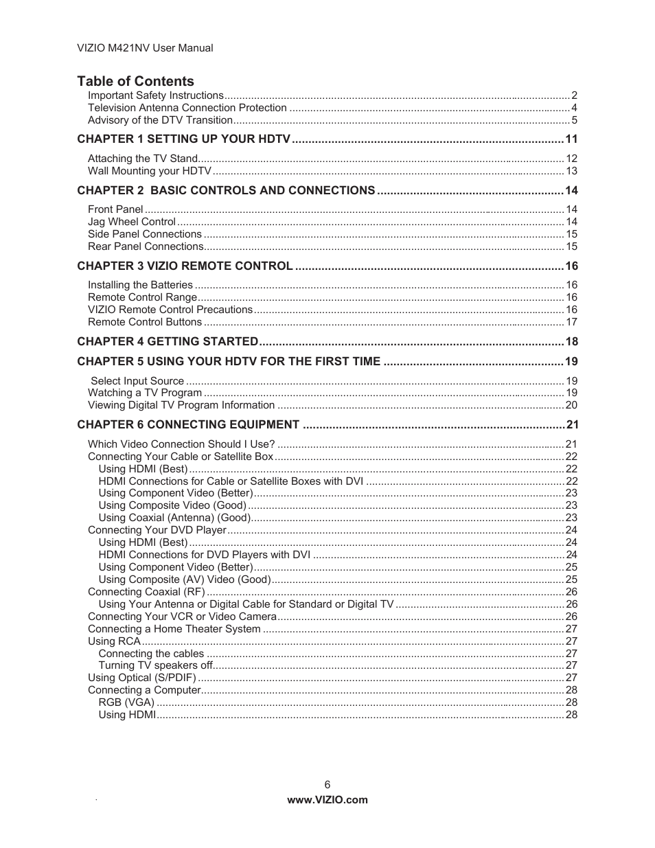 Vizio M421NV User Manual | Page 7 / 74