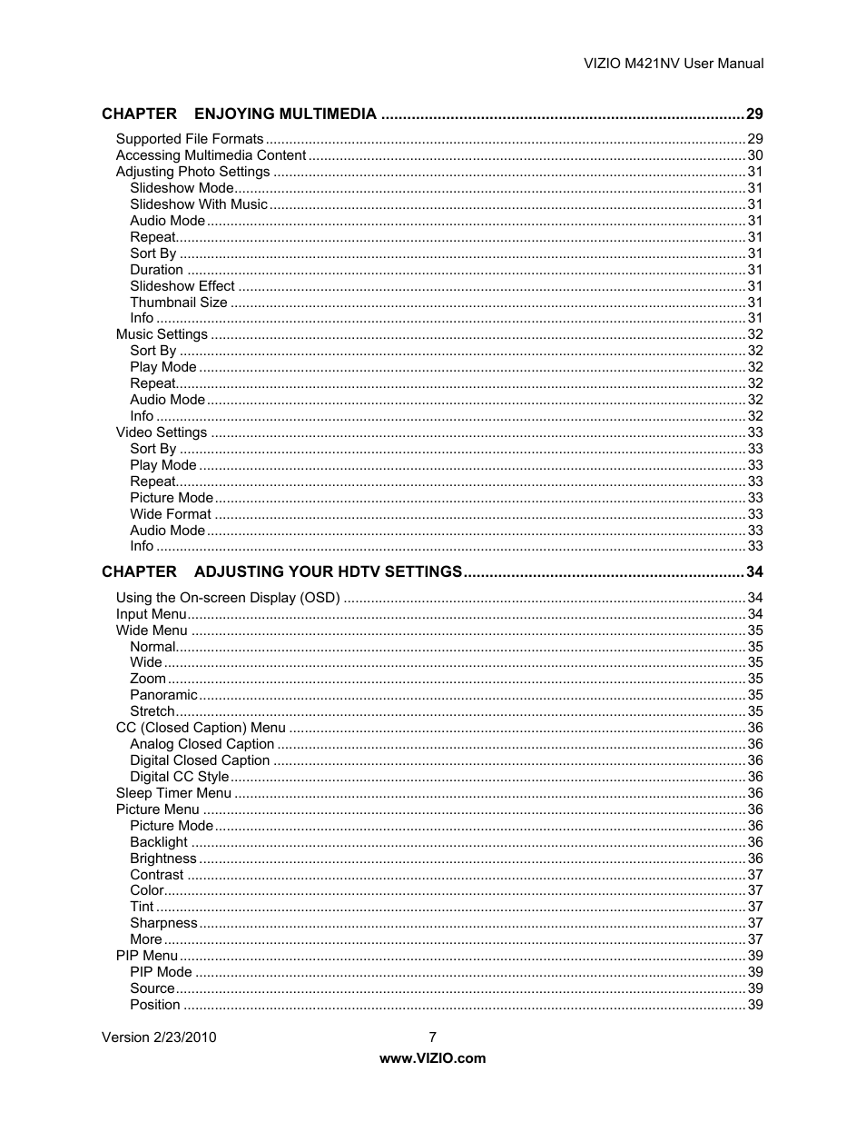 Vizio M421NV User Manual | Page 8 / 74