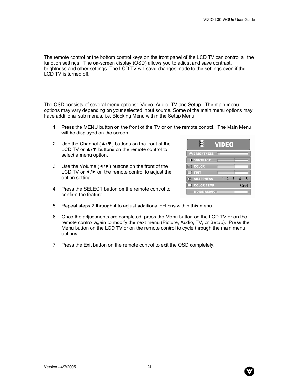 Vizio L30 WGUe User Manual | Page 25 / 46