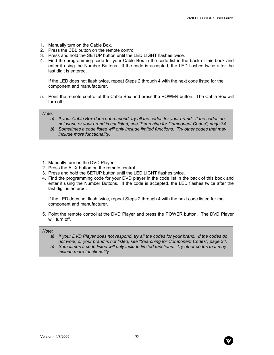 Vizio L30 WGUe User Manual | Page 34 / 46