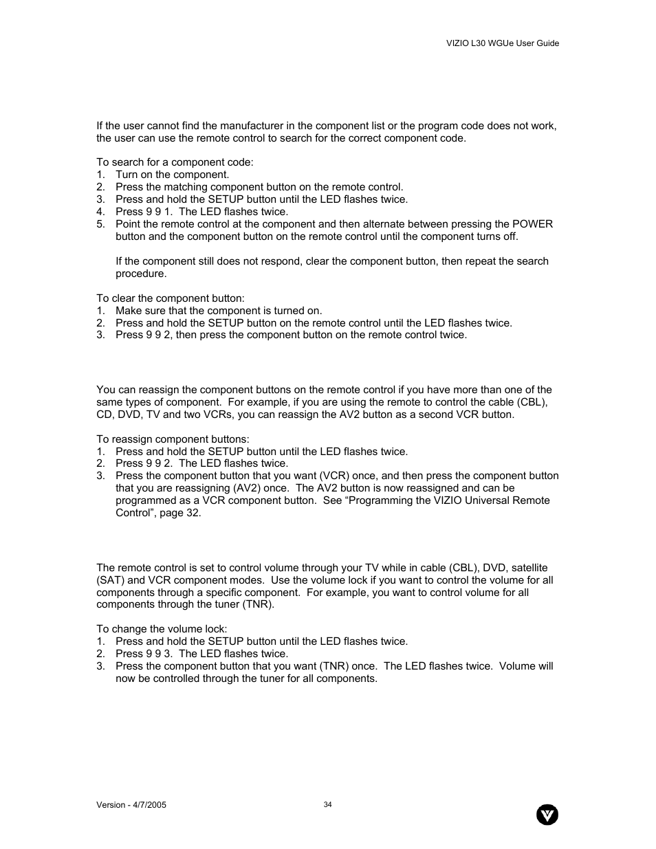 Vizio L30 WGUe User Manual | Page 35 / 46