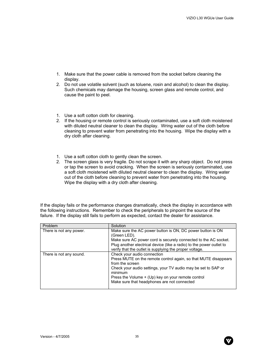 Vizio L30 WGUe User Manual | Page 36 / 46