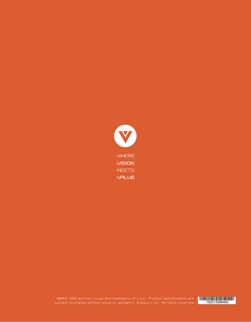 Where vision meets value | Vizio L30 WGUe User Manual | Page 46 / 46