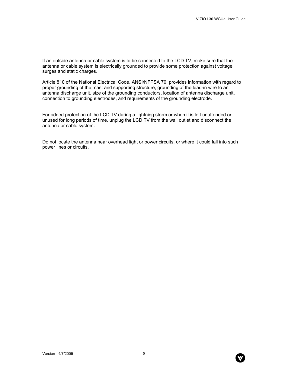 Vizio L30 WGUe User Manual | Page 6 / 46