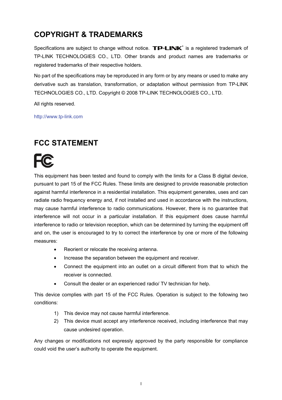 Copyright & trademarks, Fcc statement | Vizio TL-WN727N User Manual | Page 2 / 38