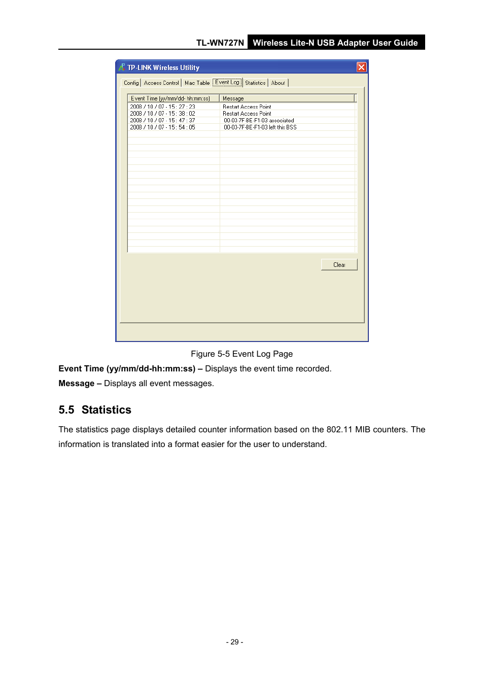5 statistics, Statistics | Vizio TL-WN727N User Manual | Page 33 / 38