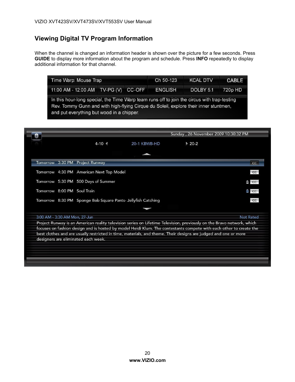 Vizio XVT553SV User Manual | Page 20 / 67