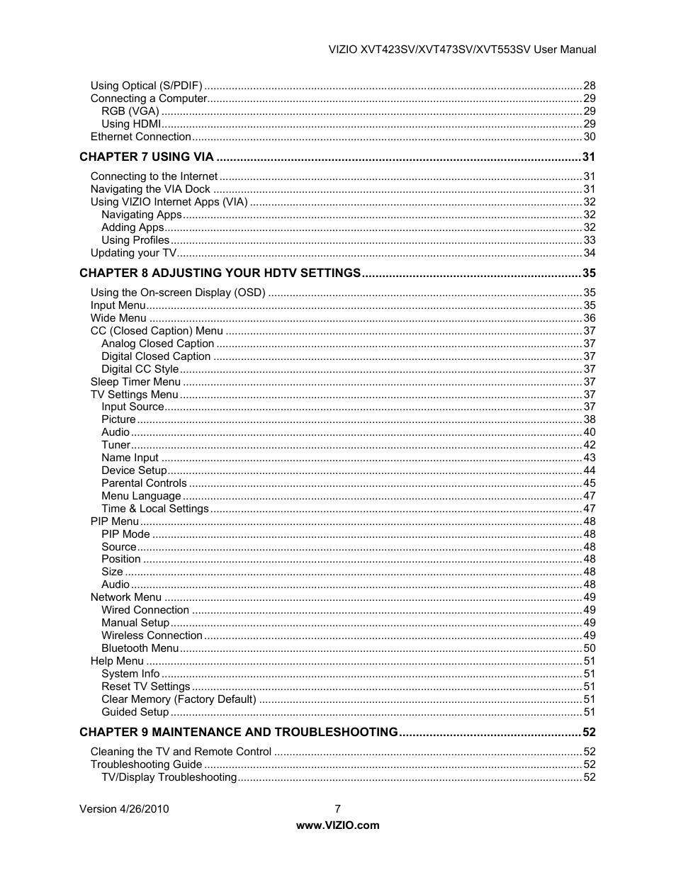 Vizio XVT553SV User Manual | Page 7 / 67