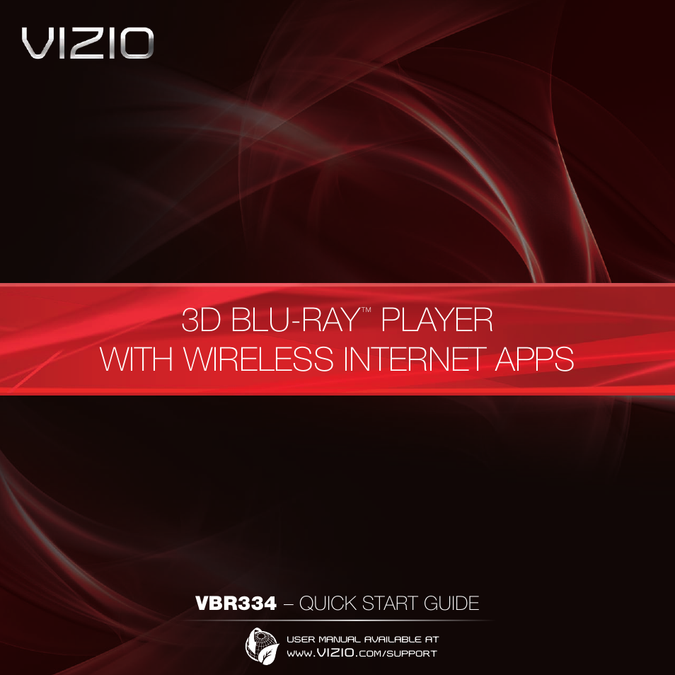 Vizio 3D BLU-RAY VBR334 User Manual | 16 pages