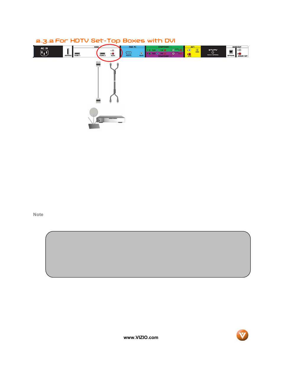 2 for hdtv set-top boxes with dvi | Vizio VIZIO User Manual | Page 17 / 71