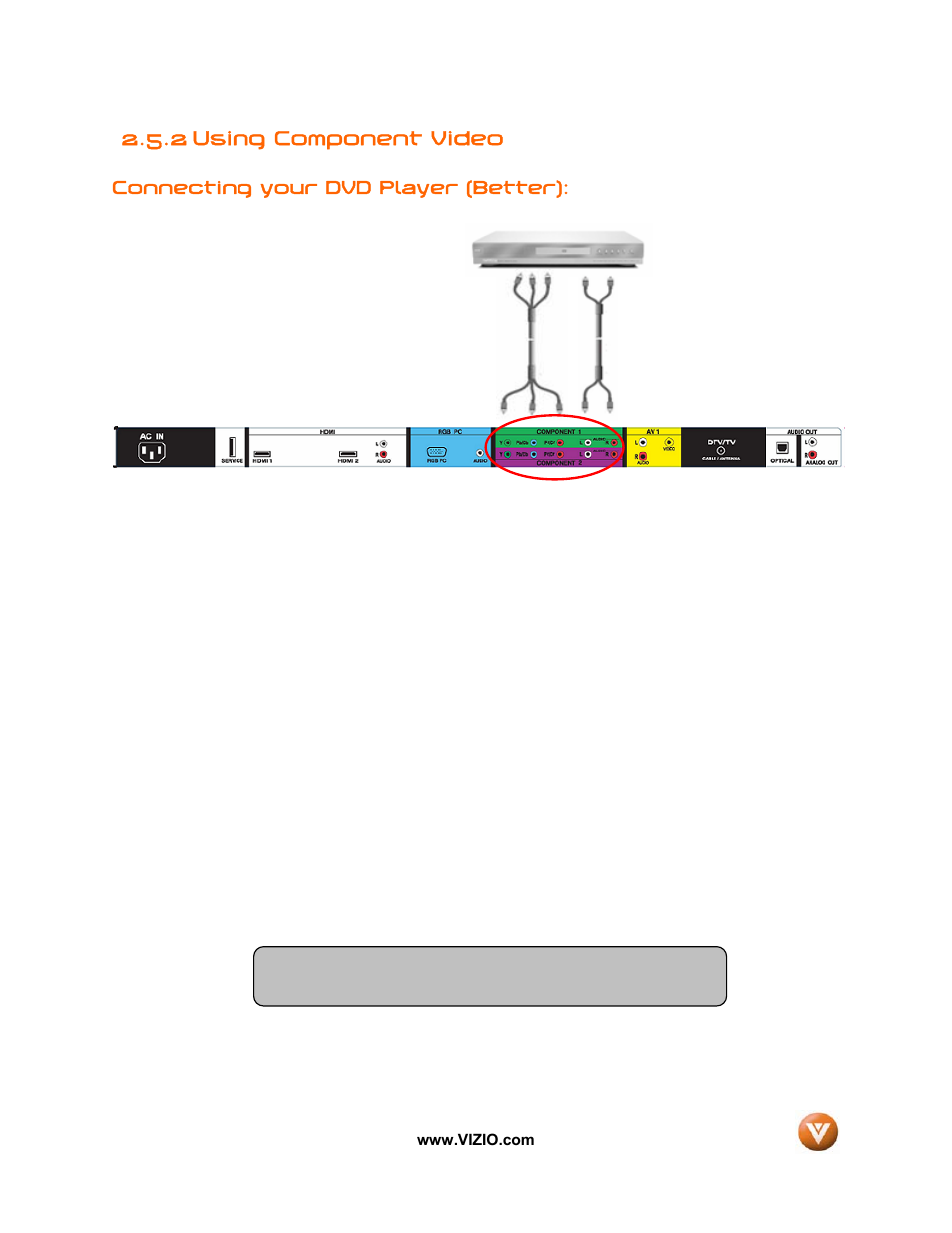 2 using component video | Vizio VIZIO User Manual | Page 22 / 71