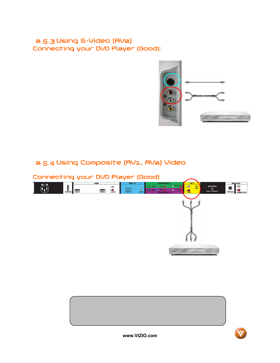 3 using s-video (av2), 4 using composite (av1, av2) video | Vizio VIZIO User Manual | Page 23 / 71