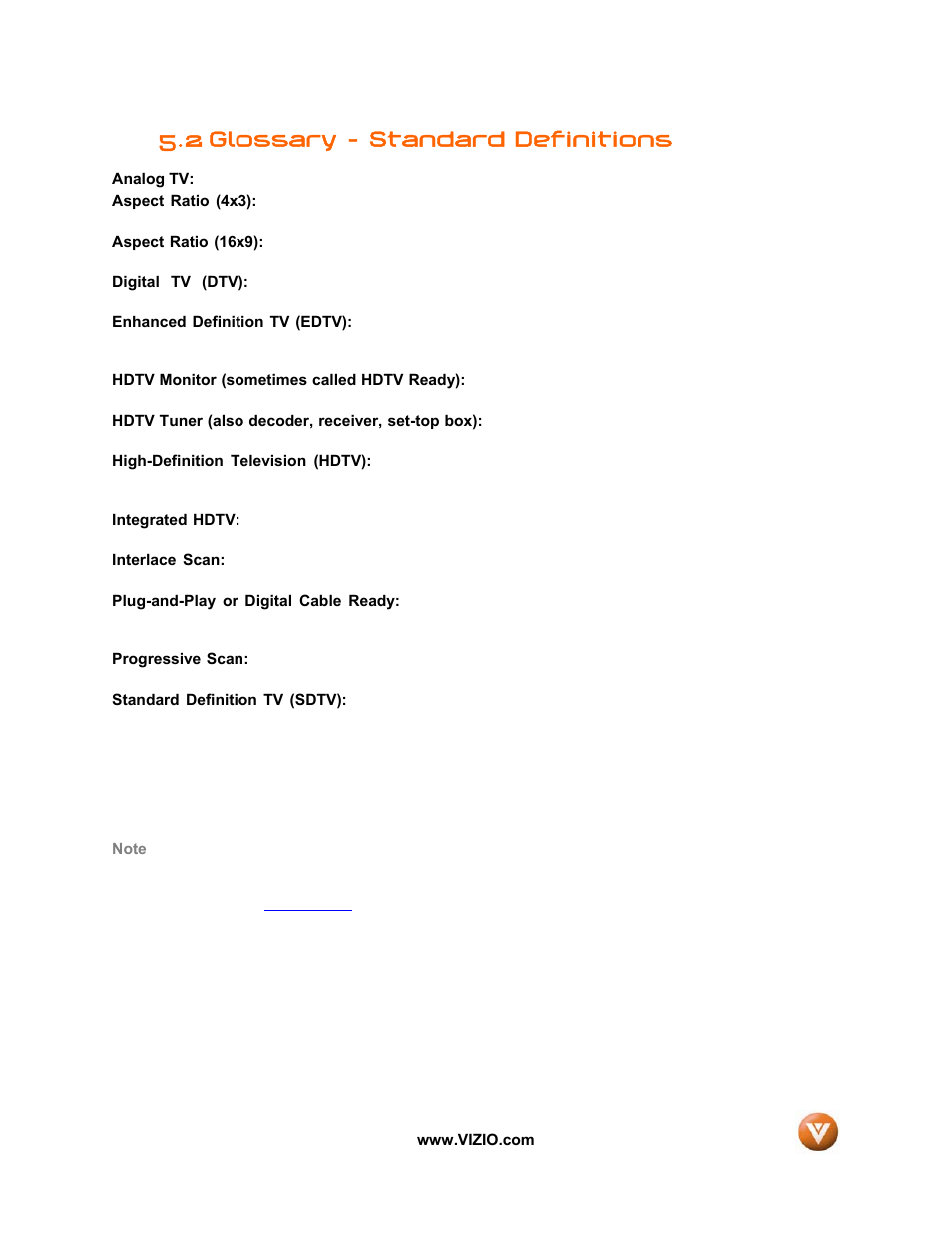 2 glossary – standard definitions | Vizio VIZIO User Manual | Page 69 / 71