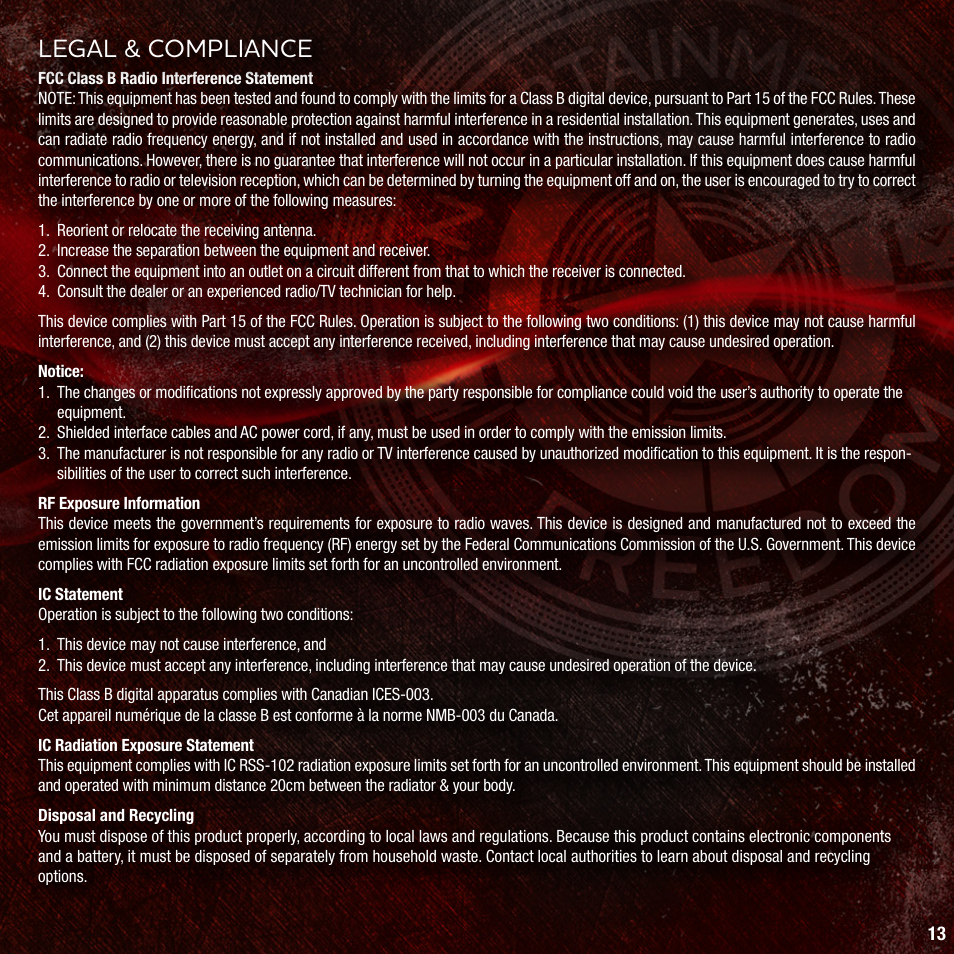 Legal & compliance | Vizio VSB205 User Manual | Page 15 / 16