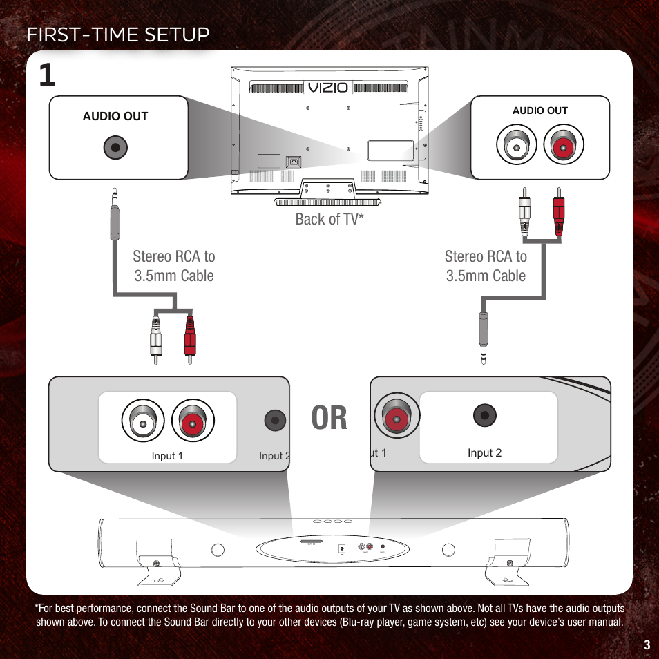 First-time setup | Vizio VSB205 User Manual | Page 5 / 16