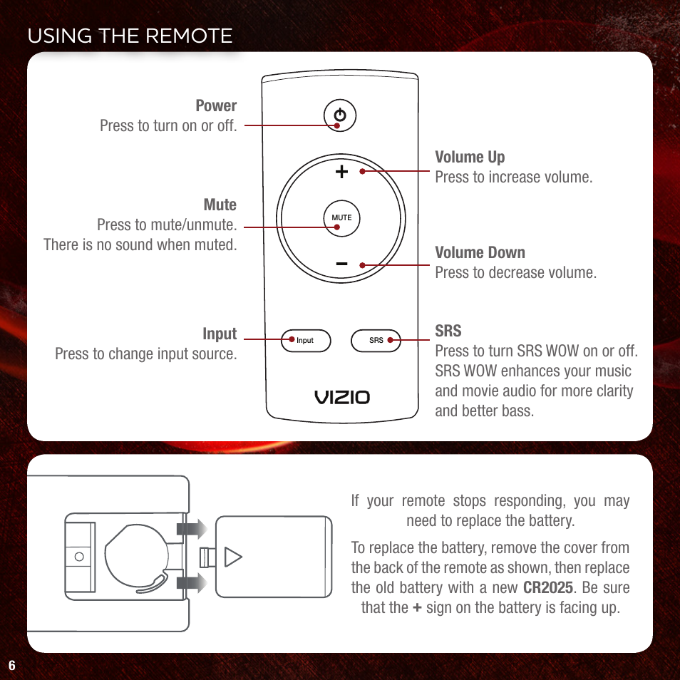 Using the remote | Vizio VSB205 User Manual | Page 8 / 16