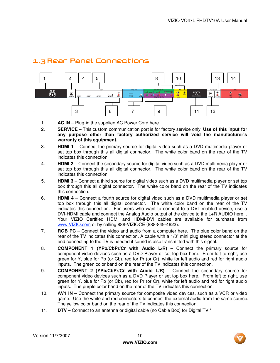 Vizio VO47L FHDTV10A User Manual | Page 10 / 76