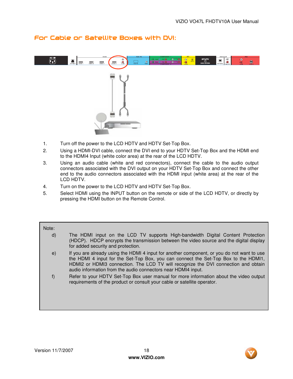 Vizio VO47L FHDTV10A User Manual | Page 18 / 76