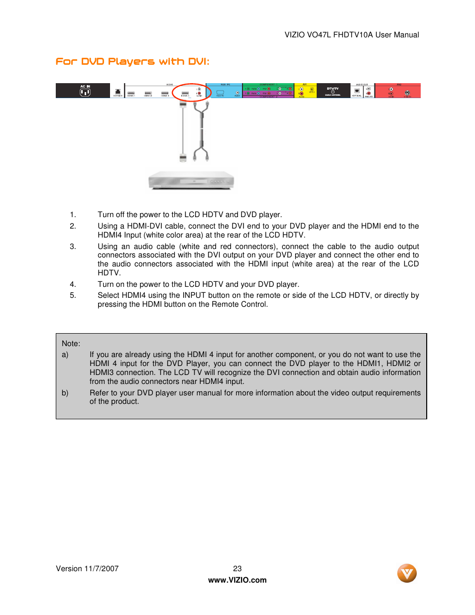 Vizio VO47L FHDTV10A User Manual | Page 23 / 76
