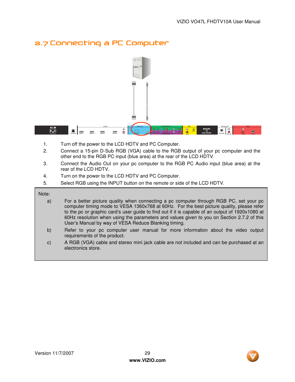 Vizio VO47L FHDTV10A User Manual | Page 29 / 76