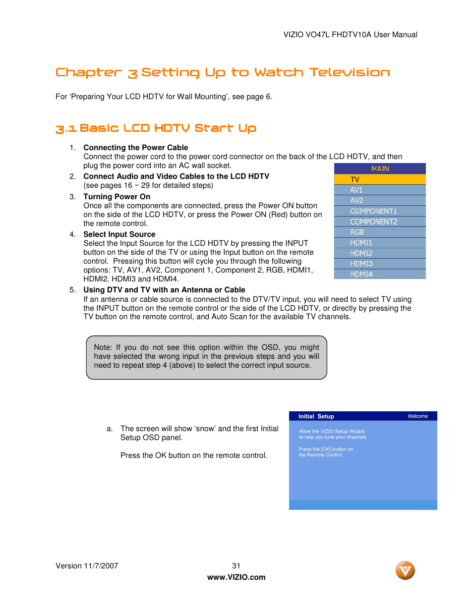 Chapter 3 | Vizio VO47L FHDTV10A User Manual | Page 31 / 76