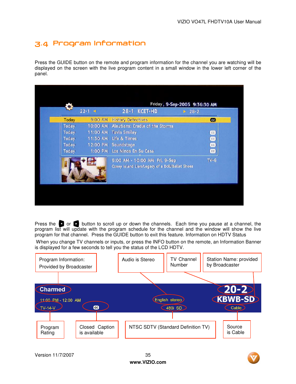 Vizio VO47L FHDTV10A User Manual | Page 35 / 76