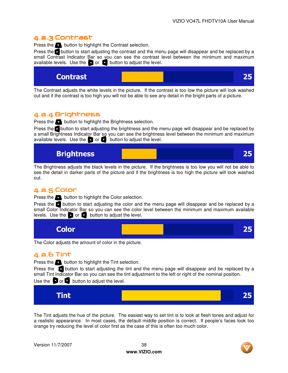 Vizio VO47L FHDTV10A User Manual | Page 38 / 76