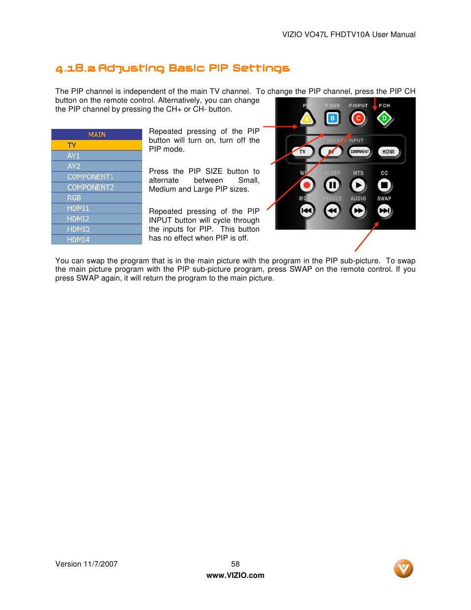 Vizio VO47L FHDTV10A User Manual | Page 58 / 76