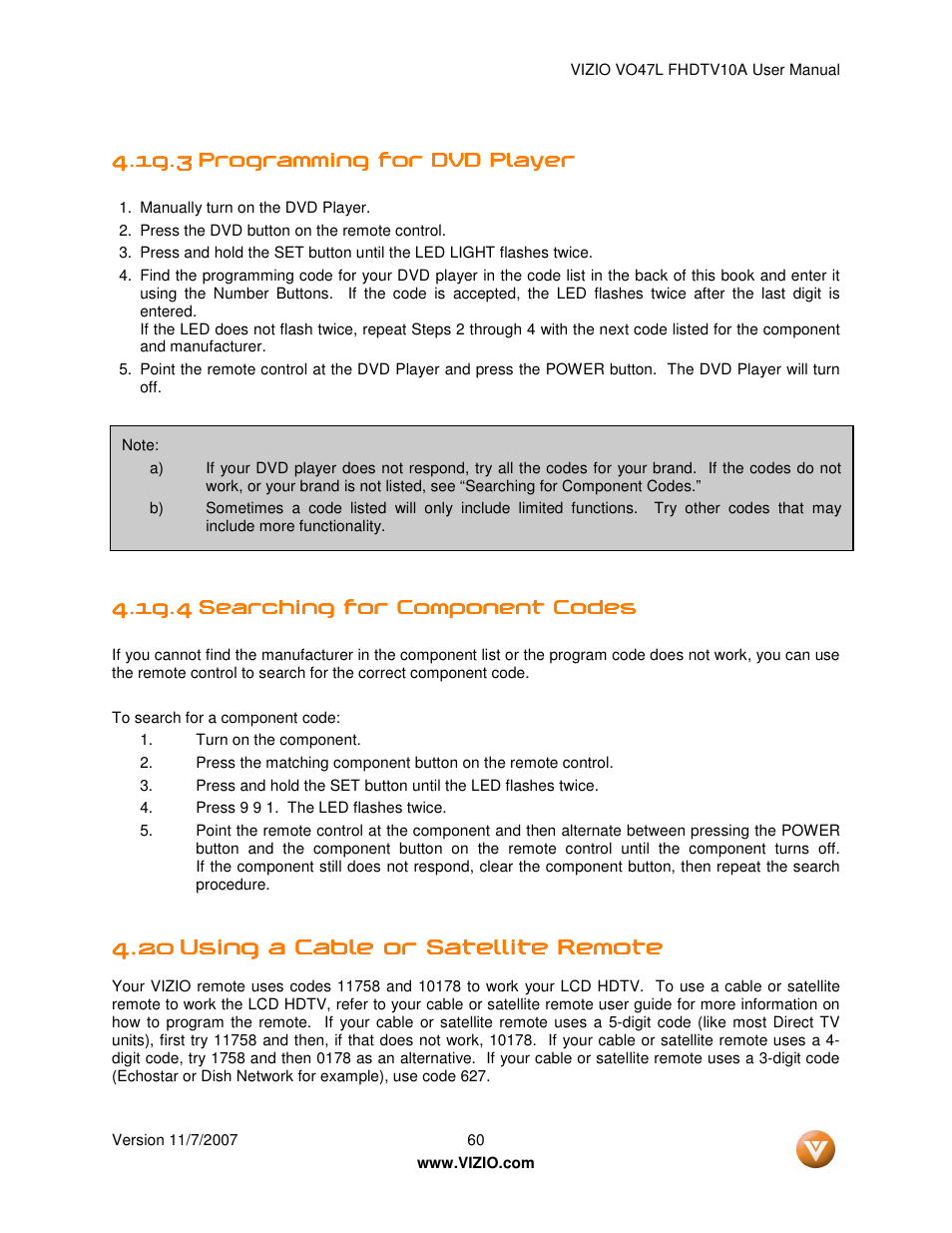Vizio VO47L FHDTV10A User Manual | Page 60 / 76