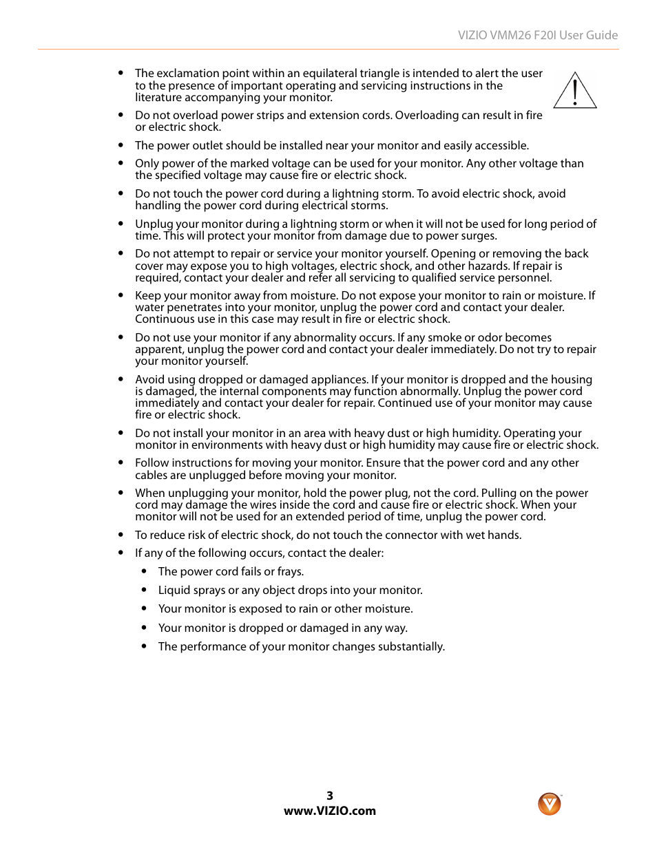 Vizio F20I User Manual | Page 3 / 23