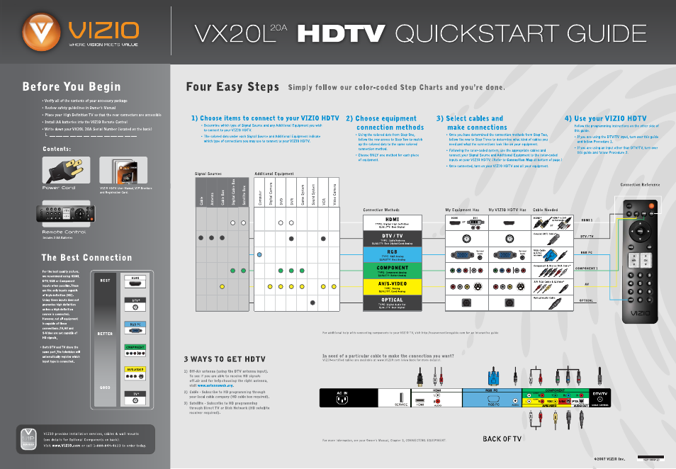 Vizio VX2CL User Manual | 2 pages